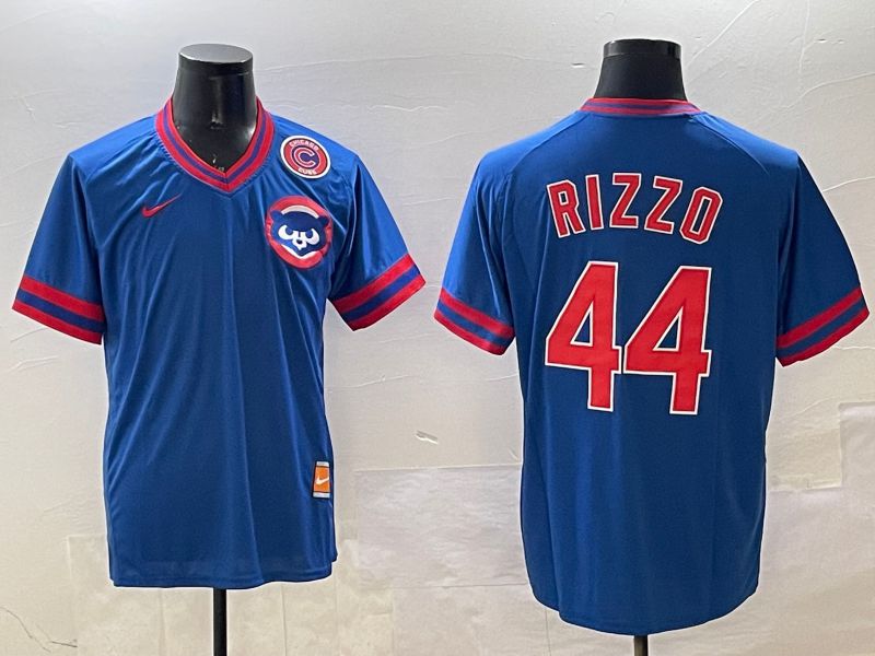 Men Chicago Cubs #44 Rizzo Blue Throwback Game 2025 Nike MLB Jersey style 3